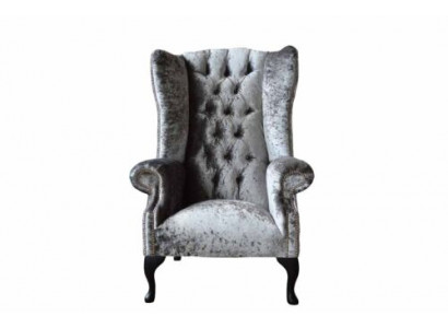 Ohrensessel Chesterfield Fauteuil Bank 1 Zits Grijs Stof Textiel Nieuw