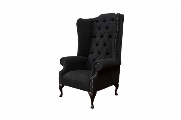 Ohrensessel Stoel Zitter Zwart Ontwerp Bekleding Chesterfield Textiel Nieuw