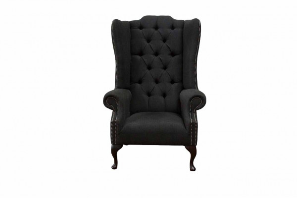 Ohrensessel Stoel Zitter Zwart Ontwerp Bekleding Chesterfield Textiel Nieuw