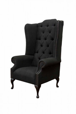 Ohrensessel Stoel Zitter Zwart Ontwerp Bekleding Chesterfield Textiel Nieuw