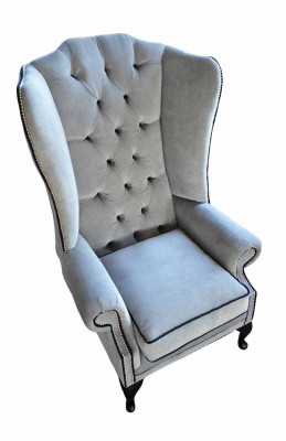 Ohrensessel Chesterfield 1-zits fauteuil Stoffen bekleding Bank Bank Nieuw
