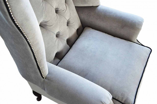 Ohrensessel Chesterfield 1-zits fauteuil Stoffen bekleding Bank Bank Nieuw