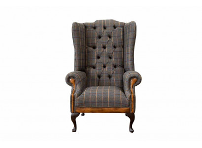 Chesterfield fauteuil bank bekleding 1-zits textiel oorfauteuil bekleding