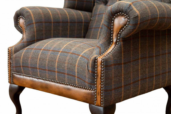 Chesterfield fauteuil bank bekleding 1-zits textiel oorfauteuil bekleding