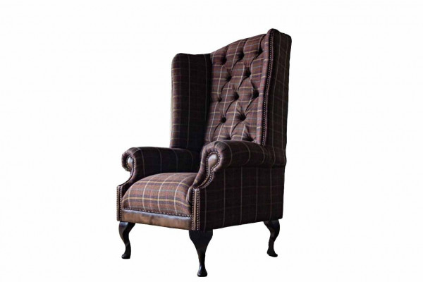 Chesterfield Design Bank Fauteuil Bankstel Bekleding Oorfauteuil 1-Zits Nieuw