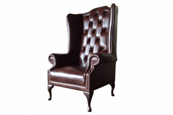 Fauteuil 1 zits Bruin Woonkamer Leer Design Chesterfield Oorfauteuil