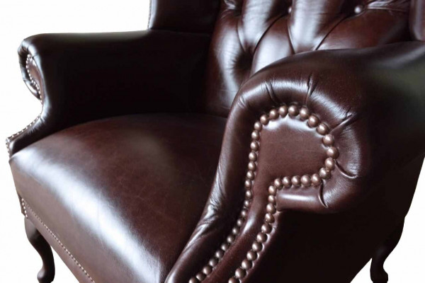 Fauteuil 1 zits Bruin Woonkamer Leer Design Chesterfield Oorfauteuil