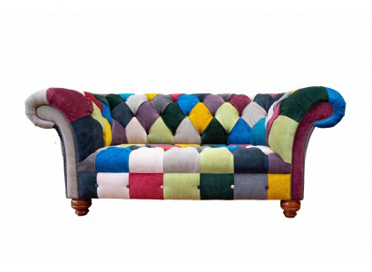 Bankstel 2-zits Chesterfield textiel bank bekleden design luxe veelkleurig