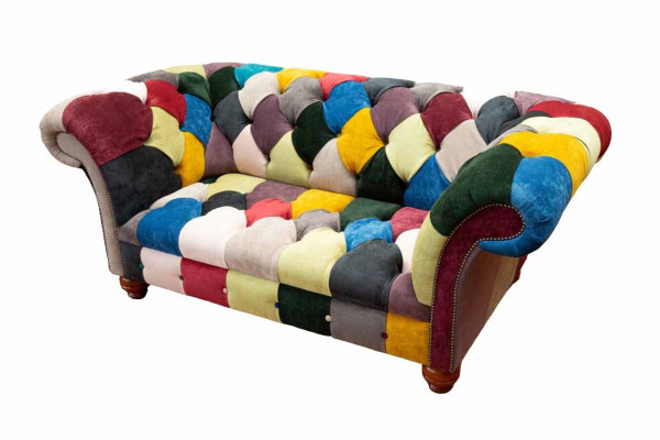 Bankstel 2-zits Chesterfield textiel bank bekleden design luxe veelkleurig