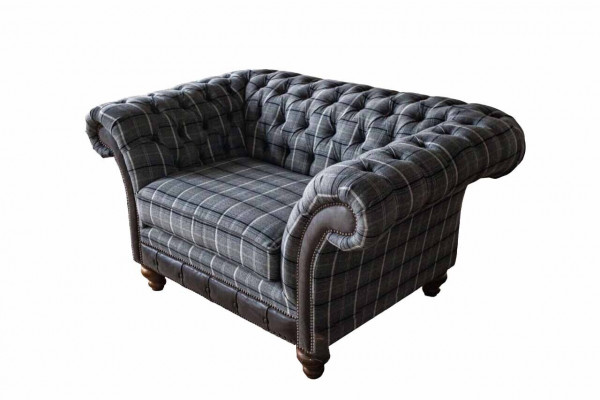 Chesterfield fauteuil bank 1-zitsbank stof banken stoffering nieuw