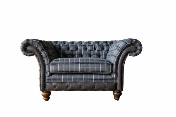 Chesterfield fauteuil bank 1-zitsbank stof banken stoffering nieuw