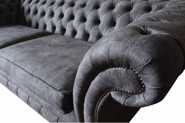 Ontwerp gestoffeerde bank 3-zitsbank Luxe Klassieke stoffen Chesterfield.