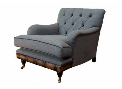 Fauteuil vleugelback zits stof luxe woonkamer klassiek Chesterfield.