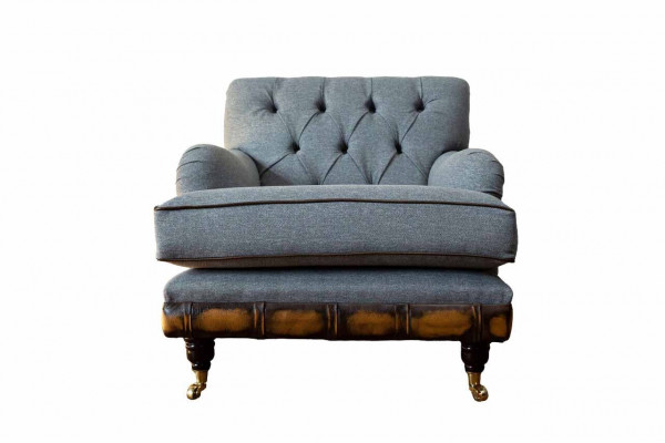 Fauteuil vleugelback zits stof luxe woonkamer klassiek Chesterfield.