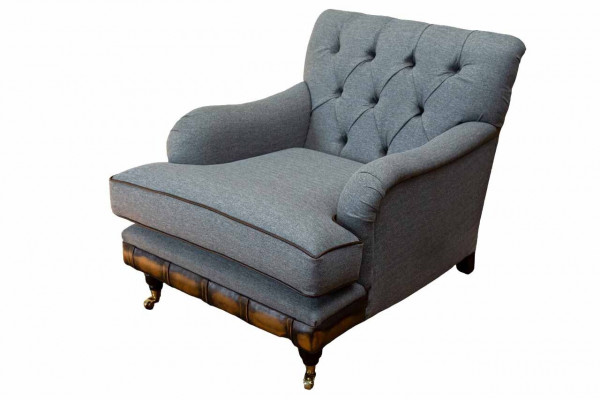 Fauteuil vleugelback zits stof luxe woonkamer klassiek Chesterfield.