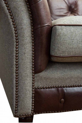 Chesterfield oorfauteuil Grijs bankstel Fauteuil Bank leren bank Nieuw