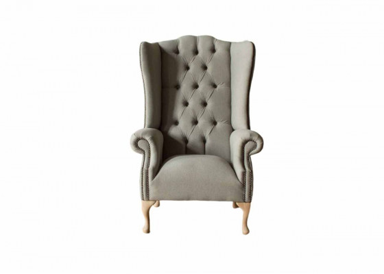 Grijze oorfauteuil Fauteuil Design Bekleding Chesterfield Textiel Woonkamer