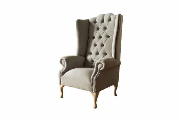Grijze oorfauteuil Fauteuil Design Bekleding Chesterfield Textiel Woonkamer