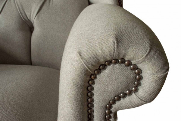 Grijze oorfauteuil Fauteuil Design Bekleding Chesterfield Textiel Woonkamer