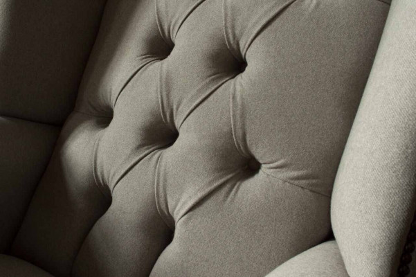 Grijze oorfauteuil Fauteuil Design Bekleding Chesterfield Textiel Woonkamer