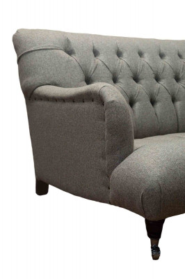 Luxe driezits grijze bank 2-zits Chesterfield design meubels bankstellen