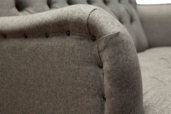Luxe driezits grijze bank 2-zits Chesterfield design meubels bankstellen