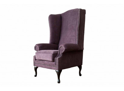 Stoel Chesterfield Textiel Lounge Club Bekleding Paars Luxe Oorfauteuil
