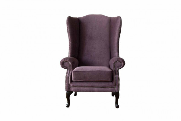 Stoel Chesterfield Textiel Lounge Club Bekleding Paars Luxe Oorfauteuil
