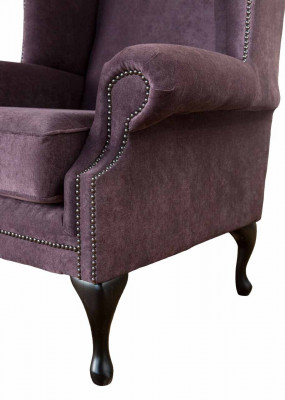 Stoel Chesterfield Textiel Lounge Club Bekleding Paars Luxe Oorfauteuil