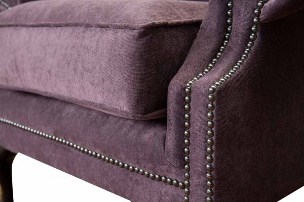 Stoel Chesterfield Textiel Lounge Club Bekleding Paars Luxe Oorfauteuil