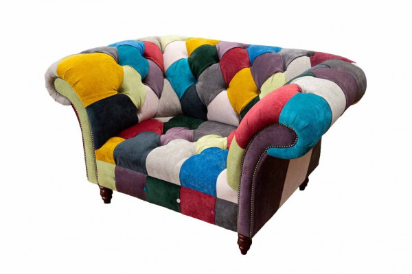 Fauteuil ontwerp Chesterfield loungemeubilair Meerkleurig bankstel Eenpersoons 130 cm Nieuw