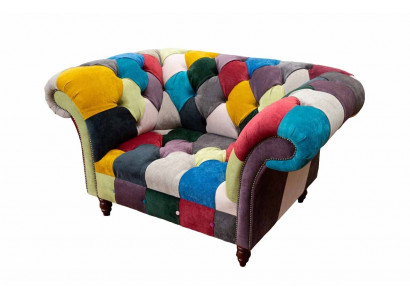 Fauteuil ontwerp Chesterfield loungemeubilair Meerkleurig bankstel Eenpersoons 130 cm Nieuw