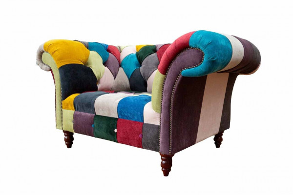 Fauteuil ontwerp Chesterfield loungemeubilair Meerkleurig bankstel Eenpersoons 130 cm Nieuw
