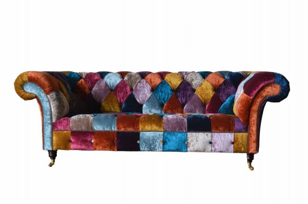 Chesterfield Stoffen Bank Gestoffeerde Bank Luxe Stof 3-Zits Design
