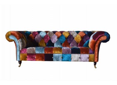 Chesterfield Stoffen Bank Gestoffeerde Bank Luxe Stof 3-Zits Design