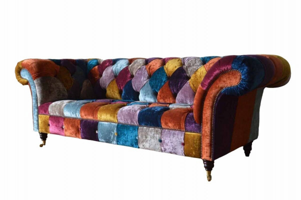 Chesterfield Stoffen Bank Gestoffeerde Bank Luxe Stof 3-Zits Design