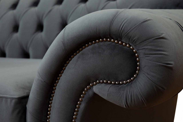 Chesterfield 3-zits textiel designbank bank gestoffeerde banken luxe