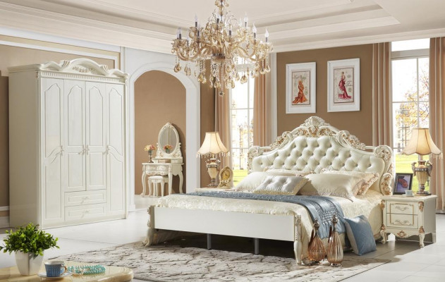 Bed Nachtkastje Kledingkast Luxe 4-delige Slaapkamer Set Ontwerp