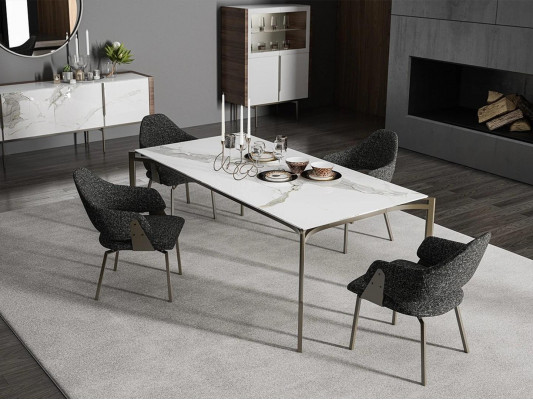 Luxe eetkamerset 8-delig inrichting eettafel stoelen 4x hout meubels dressoir