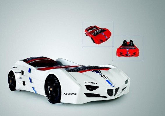 Racecar Car Bed with Mattress Autobed Children's Room Beds Furniture New