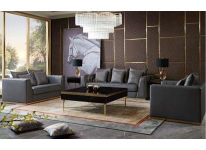 Sofagroep 3-zits set Design Bankstellen Beklede Banken Leder Decoratie Relax