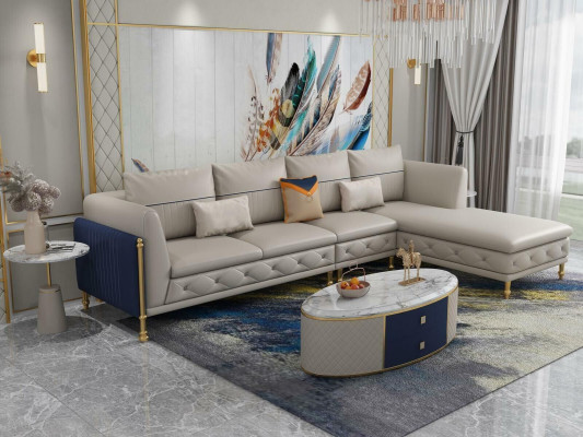 Luxe woonkamer hoekbank hoekbank hoekbank bank stoffering hoek bank leer