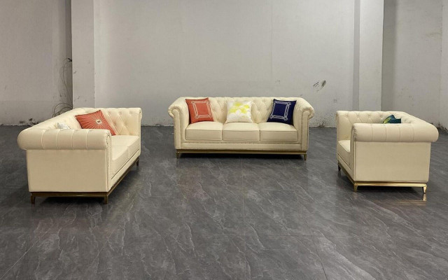 Chesterfield bankstel bankstel bankstel banken meubels blauw 3-delig.