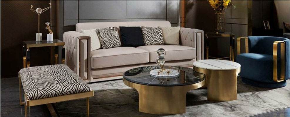 Chesterfield Bank Beige Leer Luxe Woonkamer Ontwerp Banken Bekleding