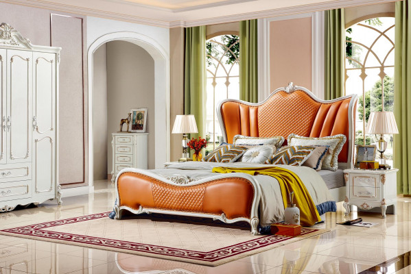 Klassieke slaapkamer set bank bed Elegant meubilair 3-delige set Bedden