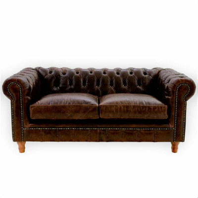 Ontwerp Leren Bankstel - Chesterfield Gestoffeerde Driepersoonsbank 220cm