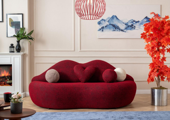 Lippen 3-zits designerbank bank gestoffeerde banken textiel Rood