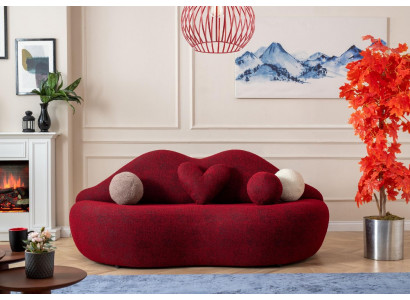 Lippen 3-zits designerbank bank gestoffeerde banken textiel Rood