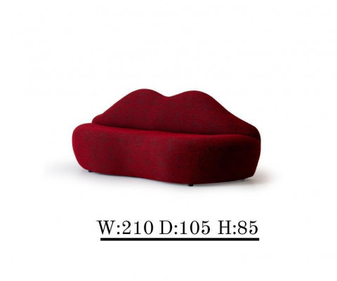 Lippen 3-zits designerbank bank gestoffeerde banken textiel Rood
