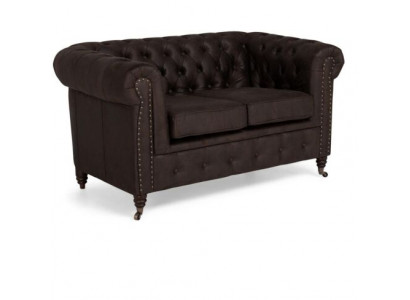 Tweezits Chesterfield textiel bank bekleding 2-zits bankstellen banken zwart nieuw  Tweezits Chesterfield textiel bankbekleding 2-zits bankstel banken zwart nieuw